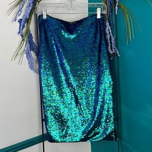 Blue and green iridescent, sequin dress, sexy, mermaid, pencil skirt